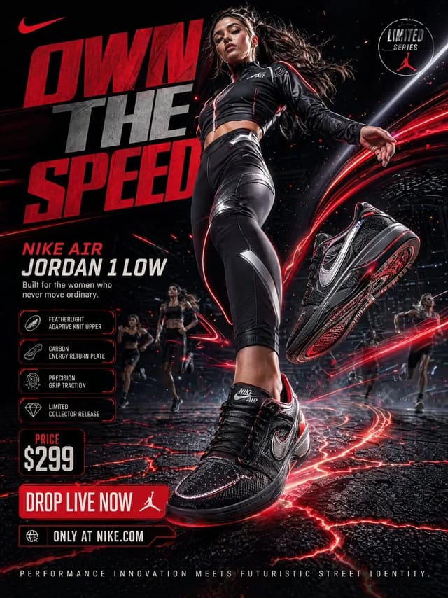 Premium Nike Air Jordan 1 Low Limited Drop Poster