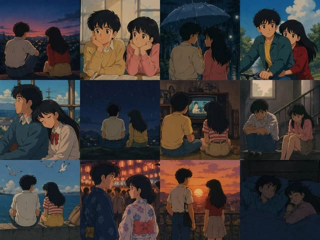 4x3 Nostalgic 80s Anime Memory Grid