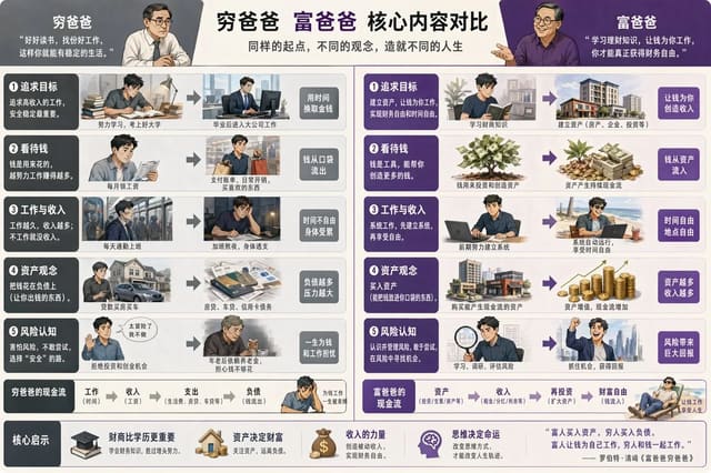 GPT Image 2 一句话提示词可视化《穷爸爸和富爸爸》