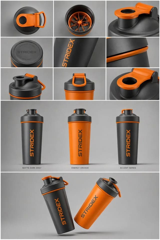 STRIDEX Water Bottle Product Photography Collage