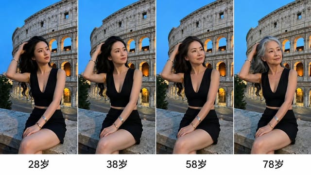 用 GPT Image 2 生成不同年龄阶段的四宫格人像