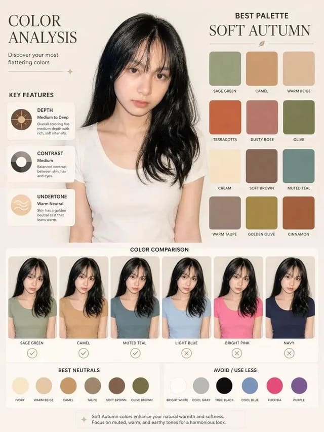 Soft Autumn Color Analysis Infographic Poster