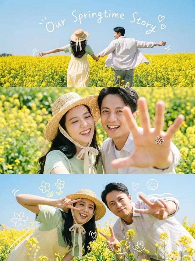 Spring Flower Field 3-Panel Photo Collage