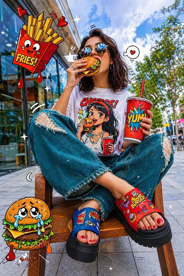 Pop-Art Street Fashion Burger Scene