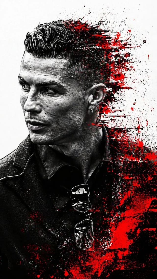 Monochrome Glitch Portrait with Crimson Accents