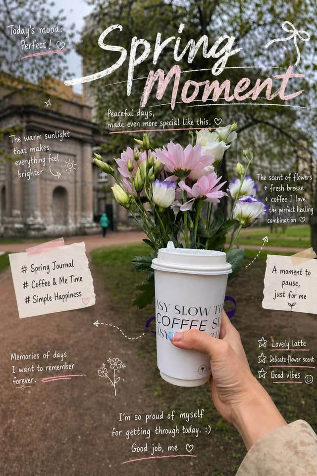 SNS-style magazine layout with handwritten decorations