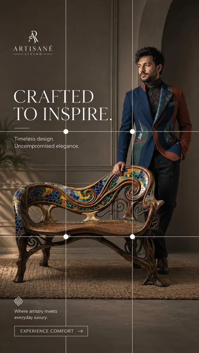 Antonio Gaudí Inspired High-End Furniture Advertising Poster
