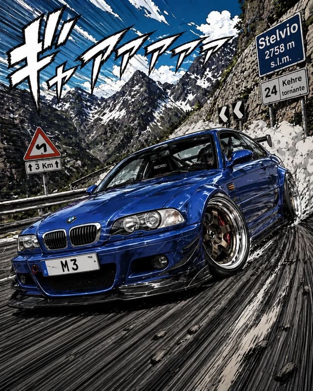 Manga-Style Street Racing Car Illustration