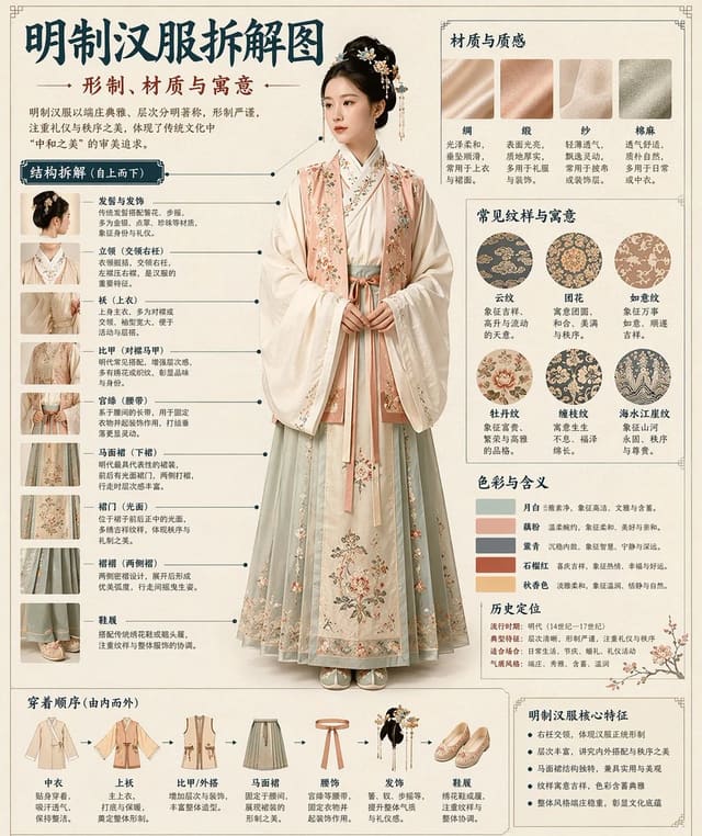 GPT-image-2 汉服/文博图鉴式中文拆解信息图通用模板