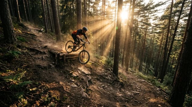 Cinematic mountain biking reference images