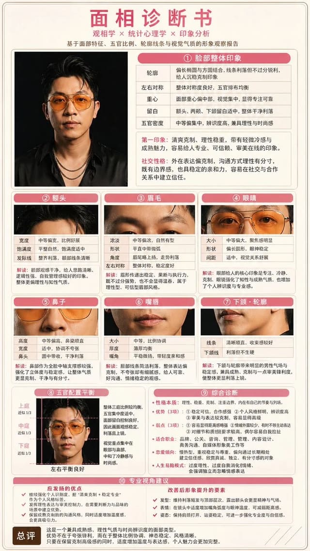 GPT-Image-2 面相分析海报提示词