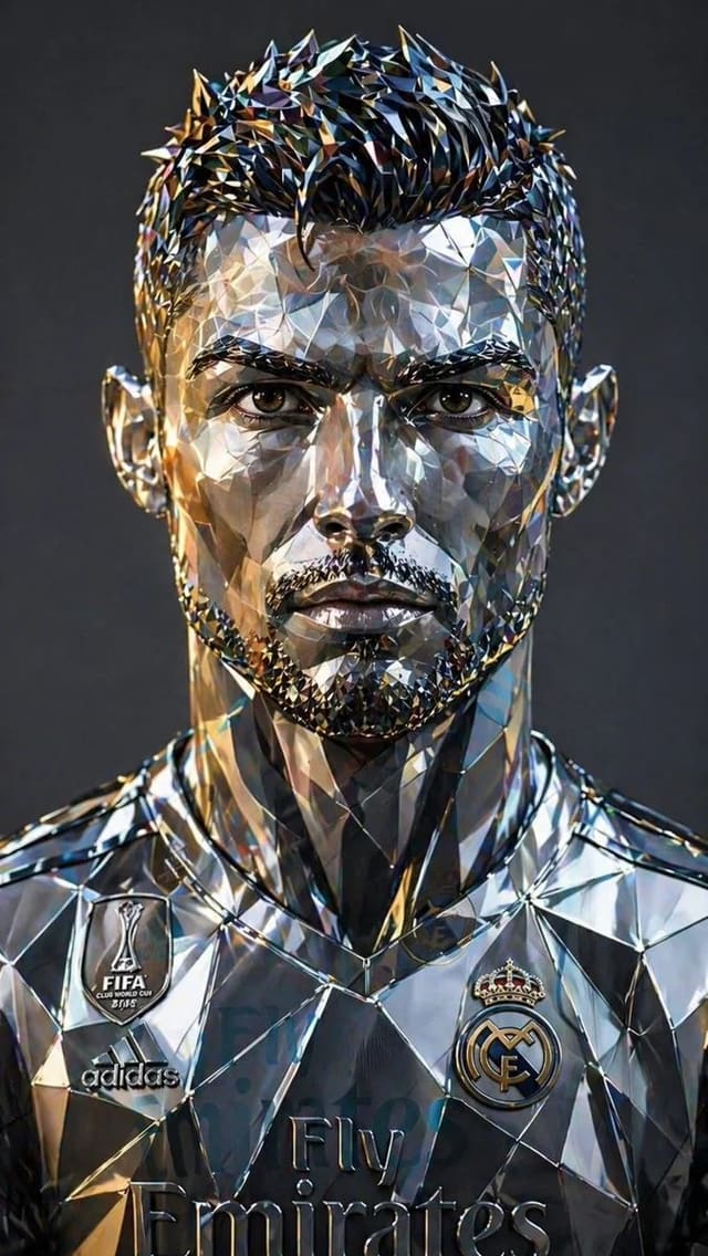 Futuristic Low-Poly Chrome Portrait