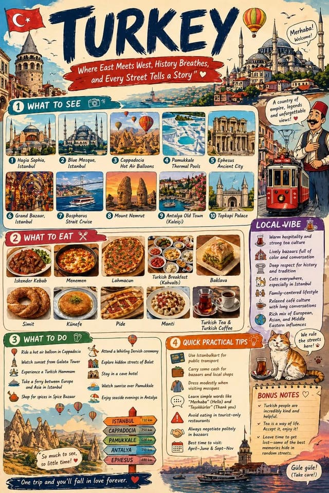 Infographic-style travel guide poster