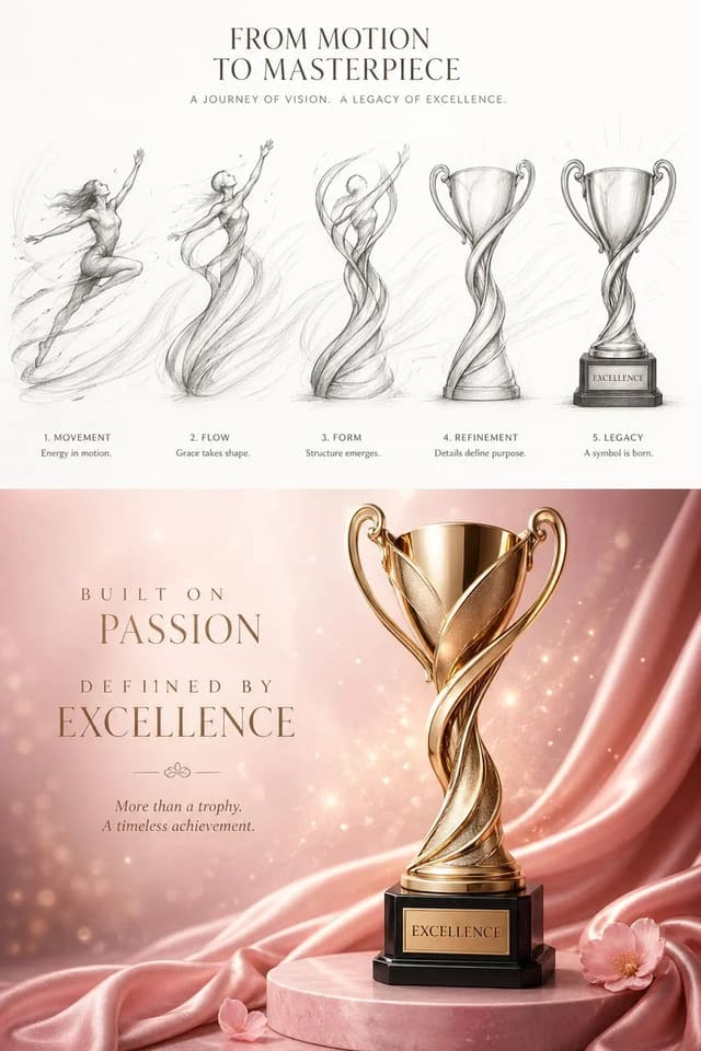 Five moments of motion transformed into a timeless design