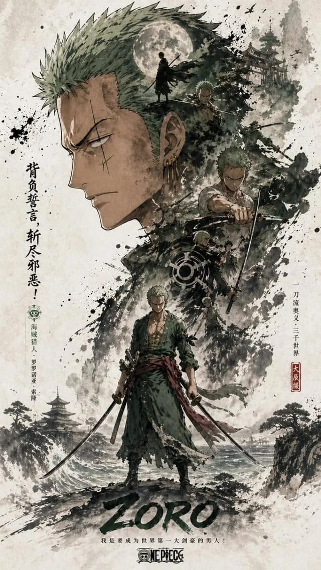 Oriental Double Exposure Narrative Poster