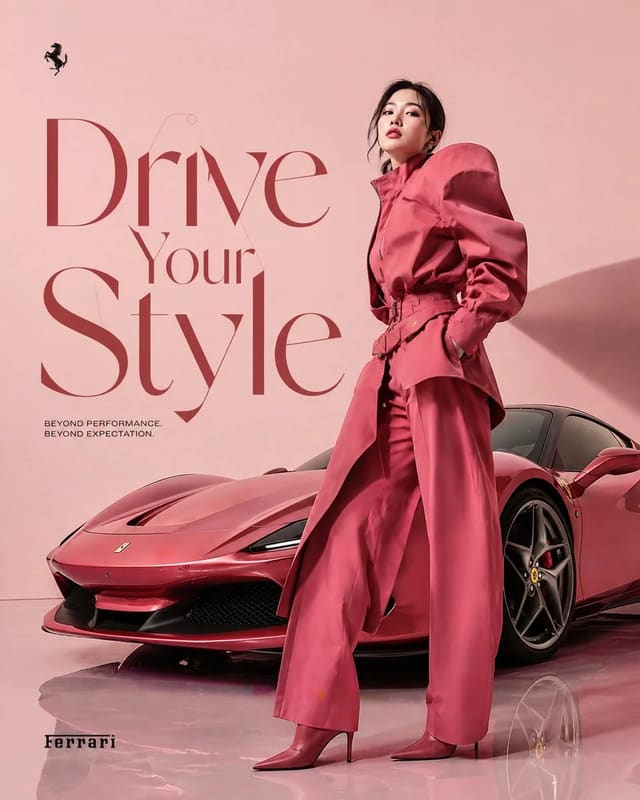 High-Fashion Ferrari Editorial Advertisement
