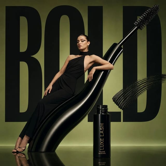 Avant-garde mascara wand beauty advertisement