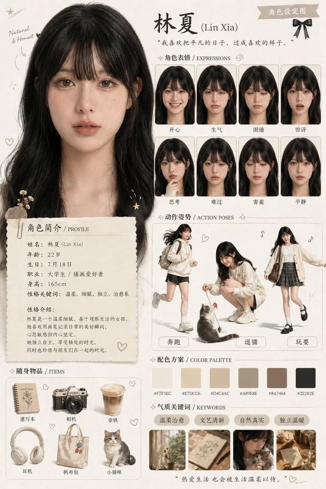 GPT Image 2角色资产卡/角色简介海报提示词