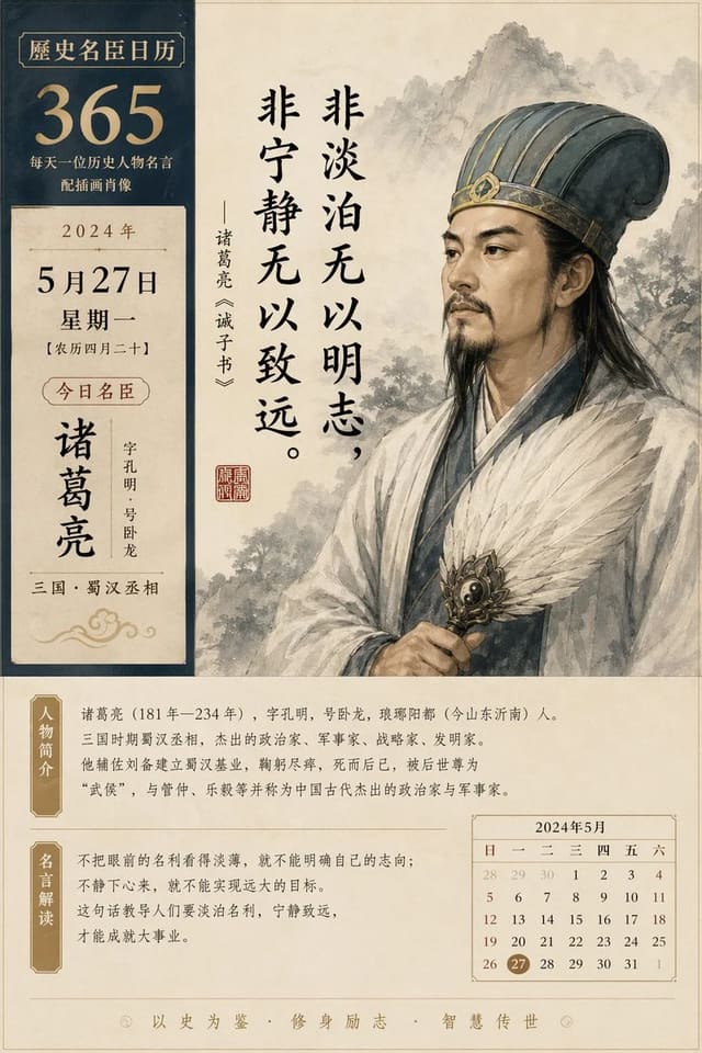名臣做日历，每天一位历史人物