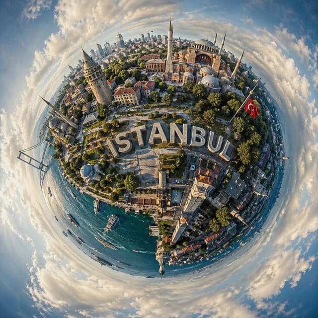 Hyperrealistic Tiny-Planet City Panorama