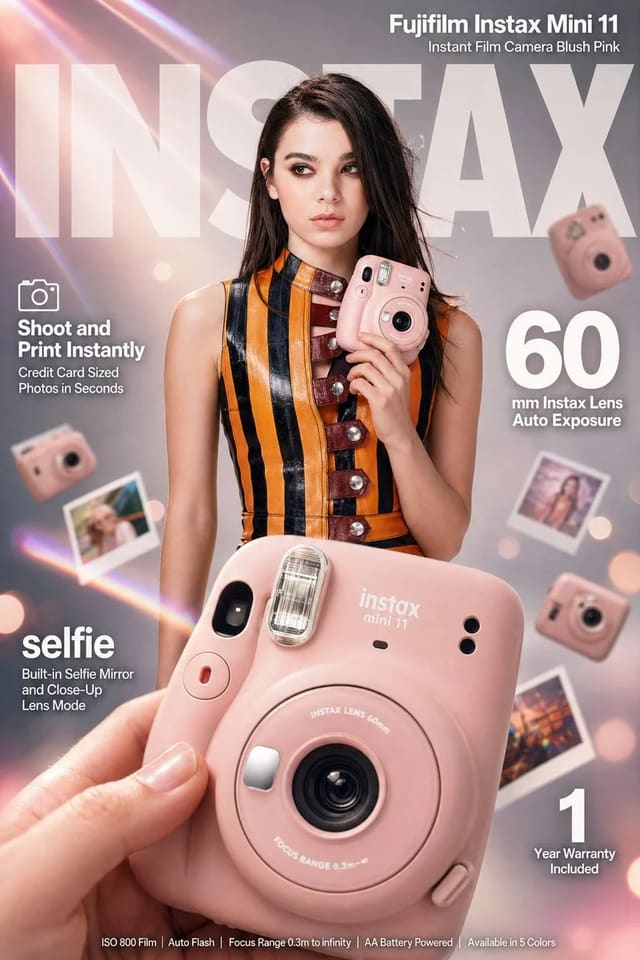 Fujifilm Instax Mini 11 e-commerce infographic ad