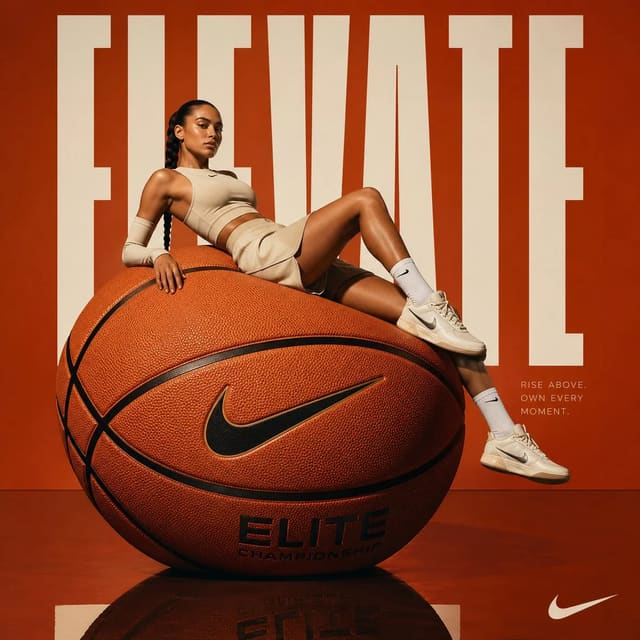 Avant-garde basketball fashion advertisement