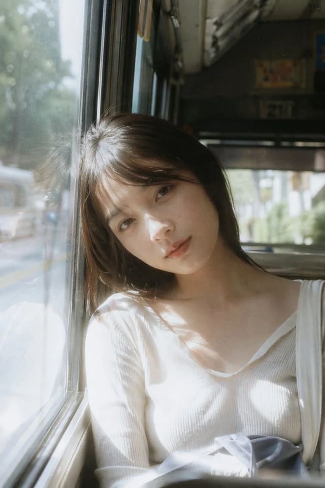 Japanese Negative Film Portrait on a Bus