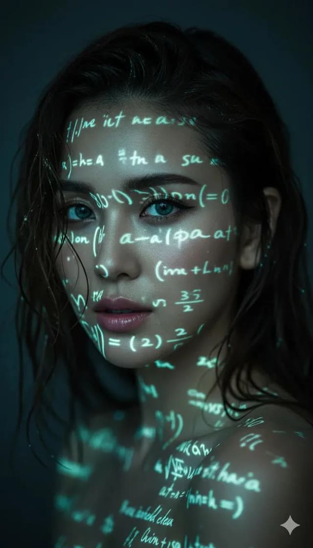 Cyberpunk Portrait with Glowing Handwritten Projections