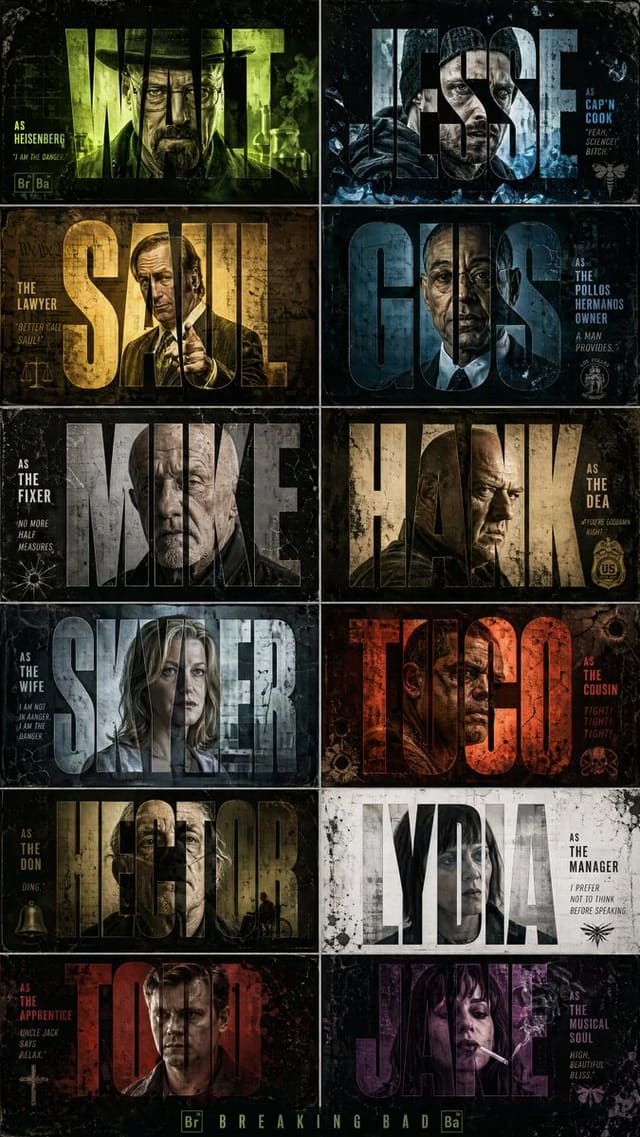 Breaking Bad Cinematic Grunge Cast Poster