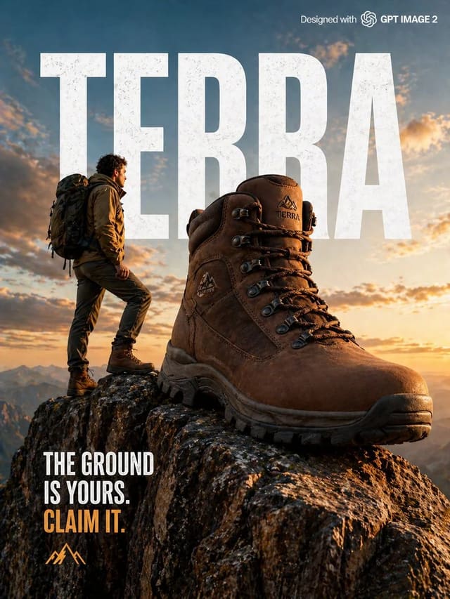 Epic outdoor TERRA boots advertisement