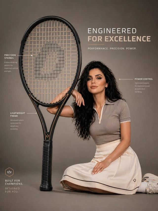 Oversized Tennis Racket Sports Infographic Portrait