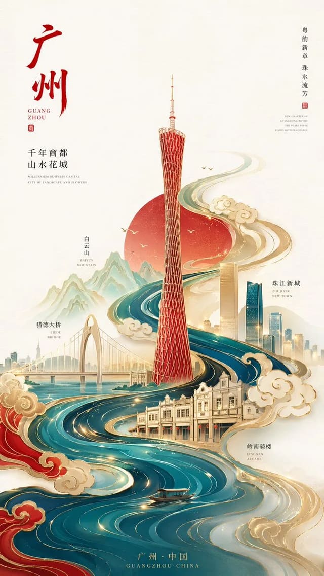 GPT-Image-2 广州新中式极简城市宣传海报