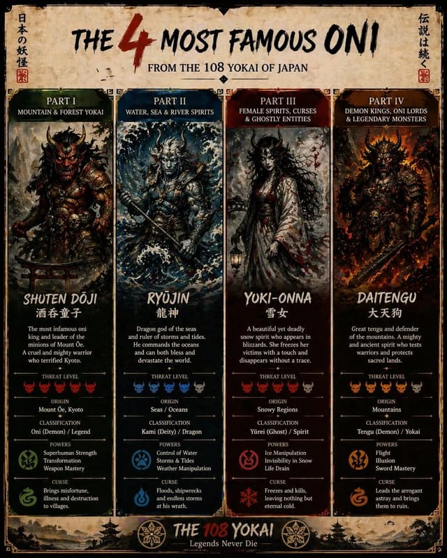 Legendary Folklore Creatures Infographic Poster