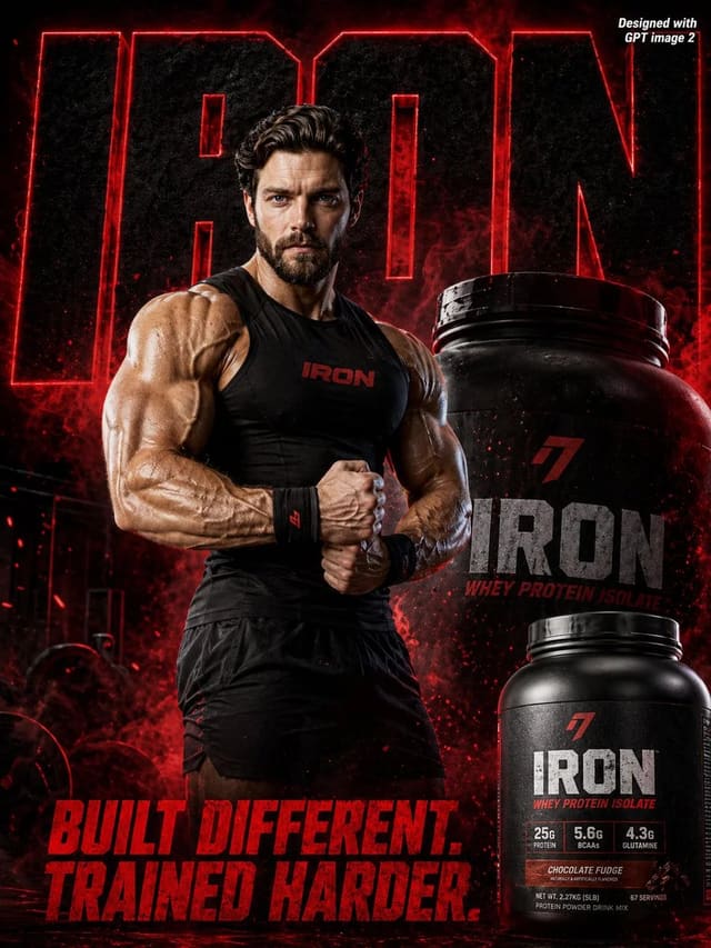 IRON Protein Gym Supplement Advertisement