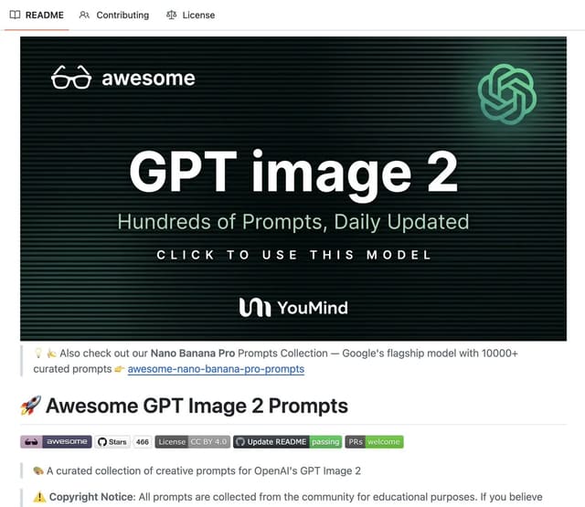 GitHub公开的 GPT Image 2 提示词集
