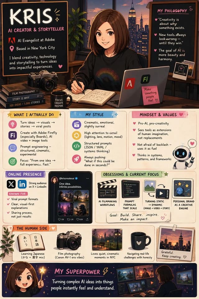 Cartoon anime-style personal infographic generated with GPT Image 2