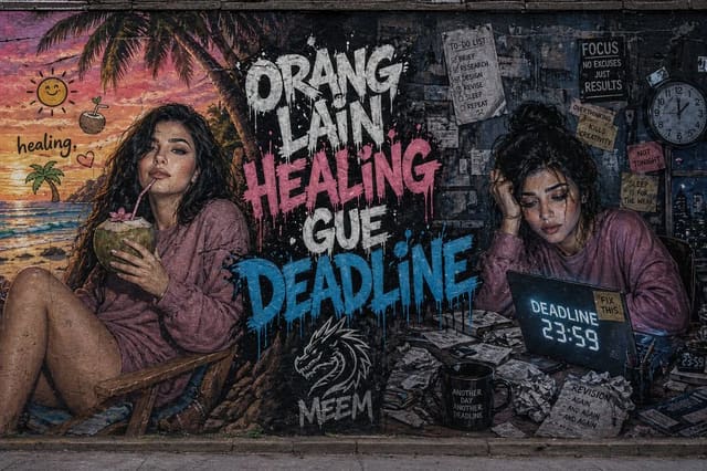 Split Street Art Mural: Healing vs Deadline