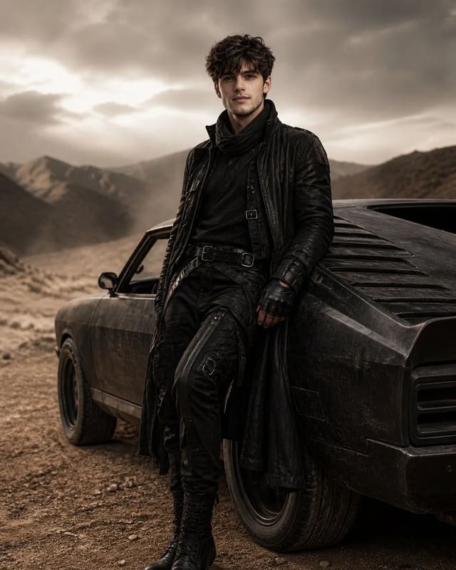 GPT Image 2 luxury desert fashion editorial with muscle car