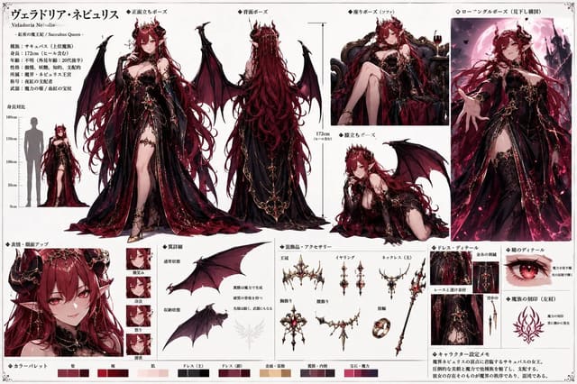 Crimson Witch Anime Character Turnaround Sheet
