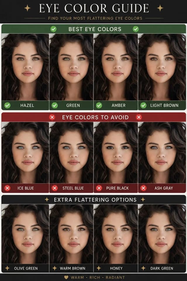 GPT Image 2 Eye Color Analysis Graphic for Selena Gomez