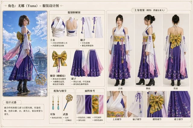 用 GPT-Image-2 拆解动漫游戏角色服装并生成穿搭效果