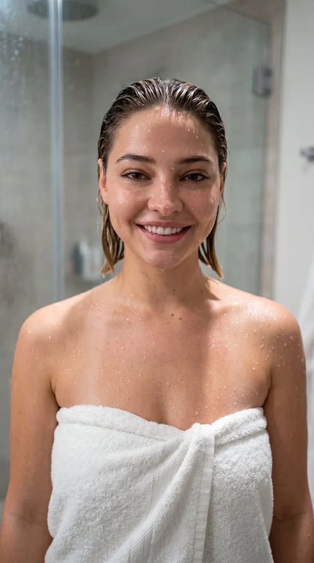 Nano Banana 2 shower selfie-style celebrity portrait prompt