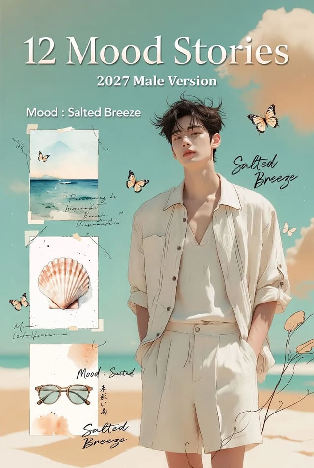 Anime Scrapbook Boy and Beach Editorial Moodboard
