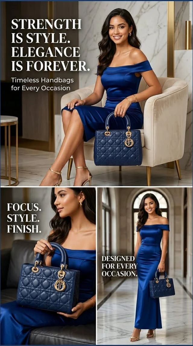 Luxury Navy Handbag Fashion Advertisement
