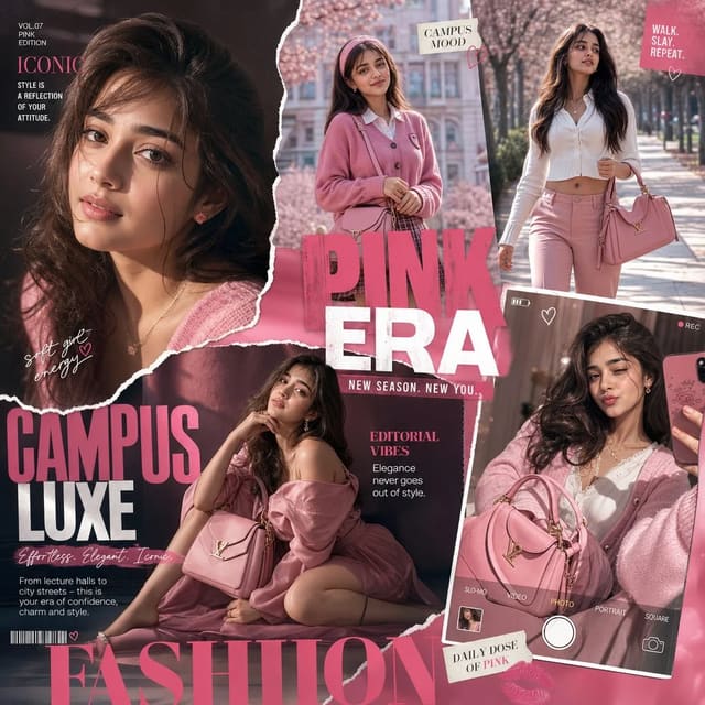 Luxury Pink Fashion Magazine Collage Campaign
