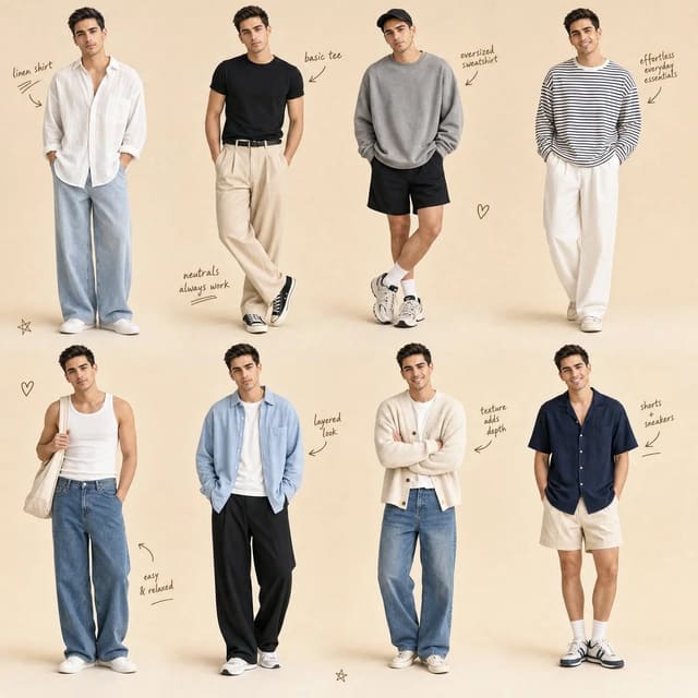Minimalist Men’s Casual Capsule Wardrobe Fashion Collage