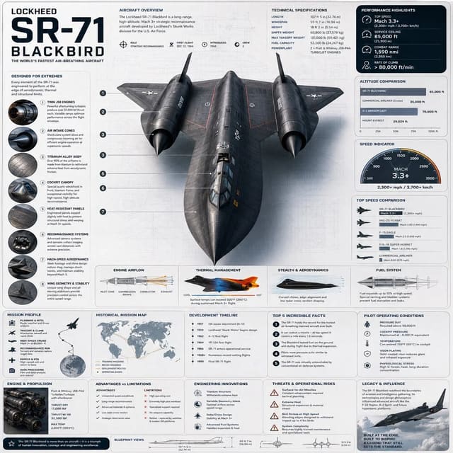 Premium SR-71 Blackbird Aerospace Infographic Prompt