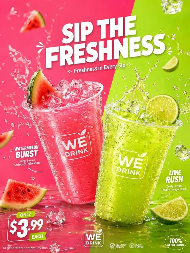 GPT-Image-2 Watermelon and Lime Beverage Promotional Poster Prompt