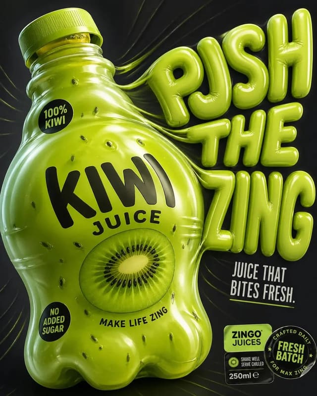 Inflatable Orange Juice Bottle Poster