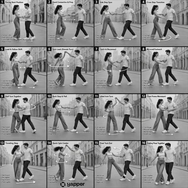 Monochrome Couple Dance Reference Sheet for Seedance Video